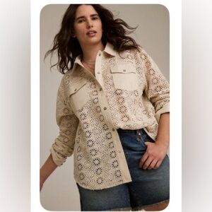 Torrid Festi Beige Eyelet Button-Down Shirt